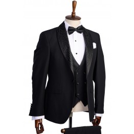 Costum ceremonie negru vesta si pantaloni